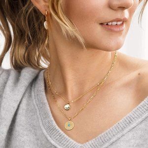 18k Gold Medallion Pendant Necklace Evil Eye Coin
